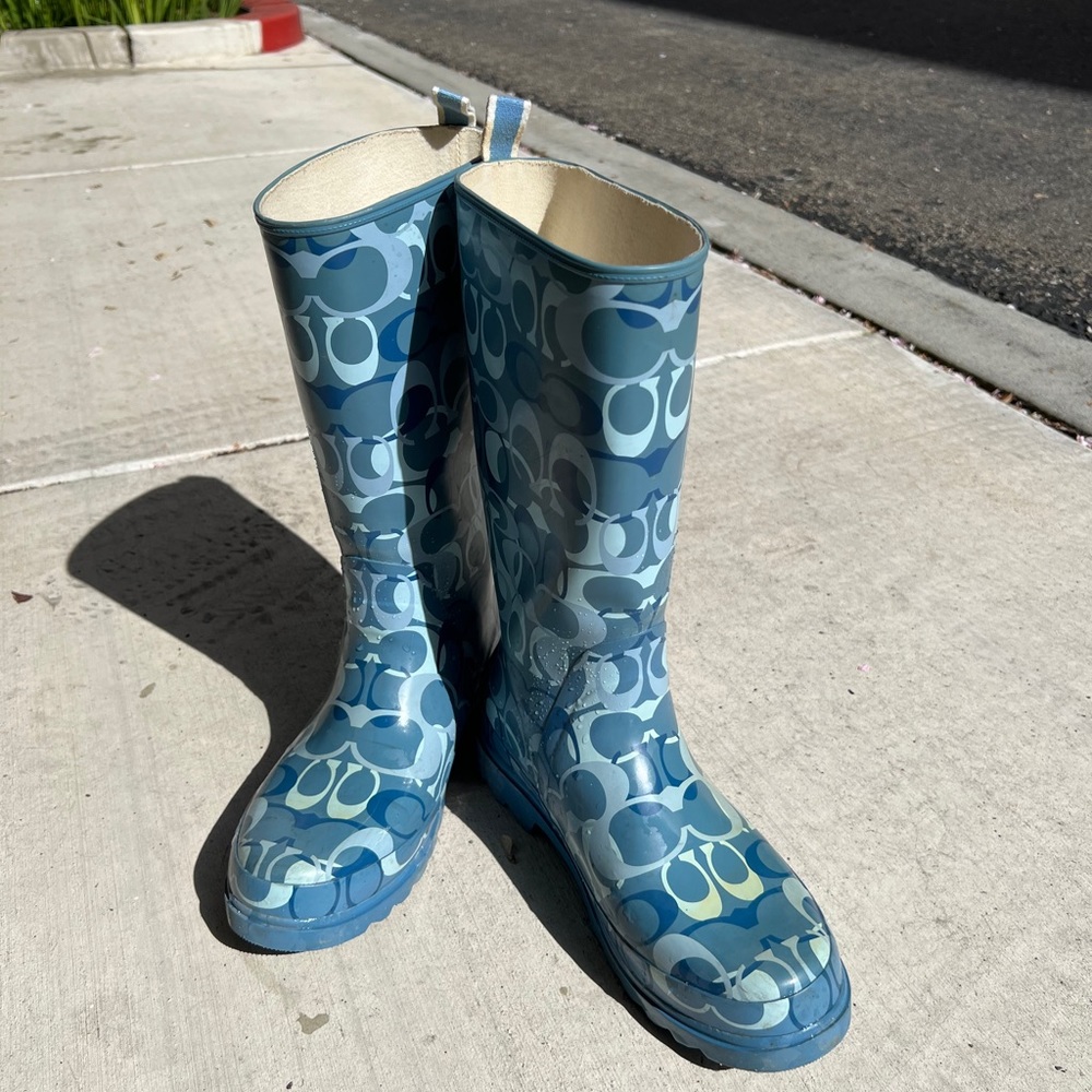 COACH paisley logo rain boots